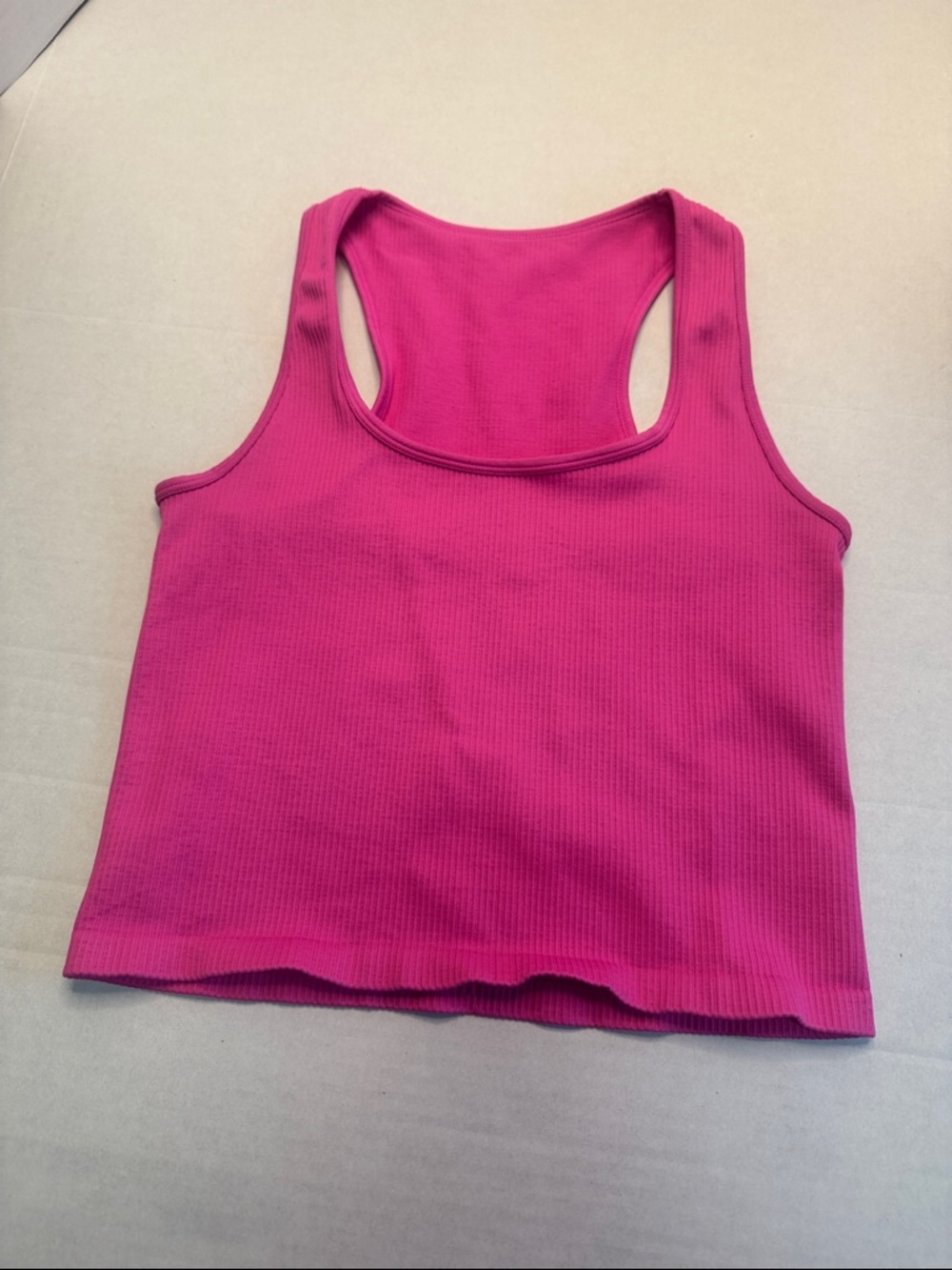 OQQ Cropped Ribbed Tank Top - Hot Pink